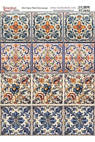 İstanbul Hobi Rice Decopage Paper 30X42Cm Pt-3423 Ethnic Tile