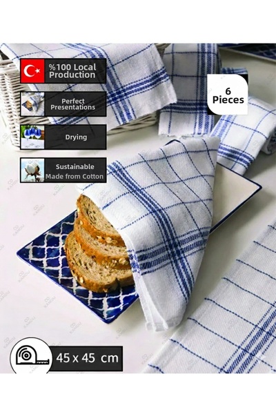 embays collection (6 قطع) مناديل ديميلي مقاس 45x45 سم، مناشف تجفيف، قماش تورش...