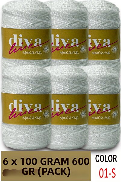 Diva İplik 2.5 mm Polyester Glitter Macrame Bag Cord (Pack of 6) 600 Gr - 01S