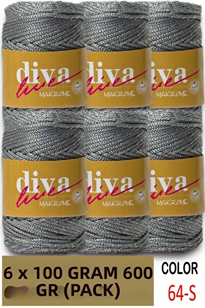 Diva İplik 2.5 mm Polyester Glitter Macrame Bag Cord (Pack of 6) 600 Gr - 64S