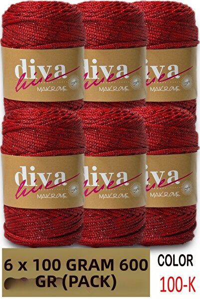 Diva İplik 2.5 mm Polyester Glitter Macrame Bag Cord (Pack of 6) 600 Gr - 100K
