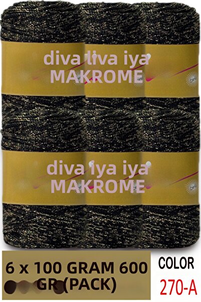 Diva İplik 2.5 mm Polyester Glitter Macrame Bag Cord (Pack of 6) 600 Gr - 270A