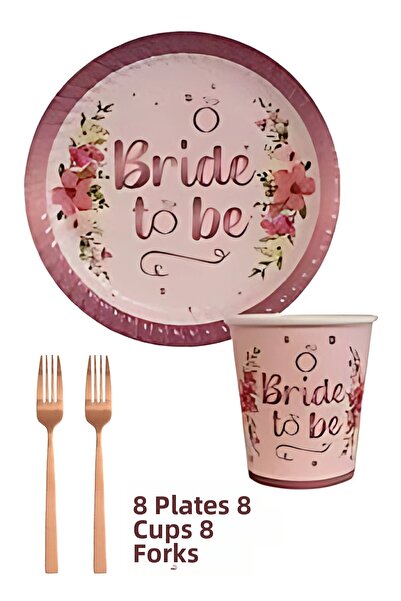 GOLDCENTER Bride to Be Written Paper Plate Cup Fork Women Bachelorette Bridal...