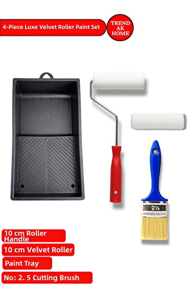 OSKAR FIRÇA 4-Piece Luxury Painter Set | 10 cm Velvet Roller Handle+10 cm Spa...