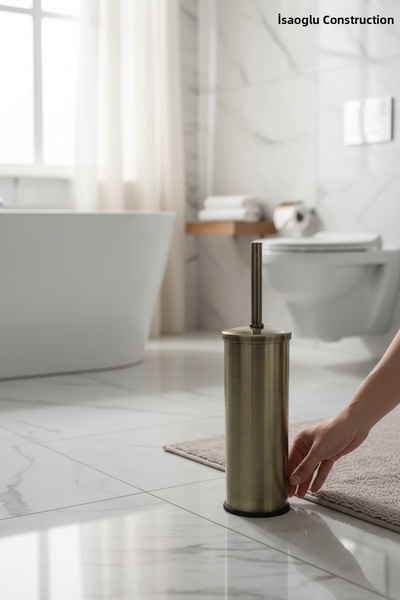 İSAOĞLU YAPI Antique Gold Bath and Toilet Brush - Antique