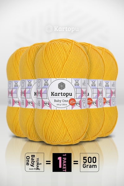 Kartopu Baby One - Σκούρο Κίτρινο K154 - Πακέτο 5 τεμαχίων - 100γρ/250μ - Νήμ...