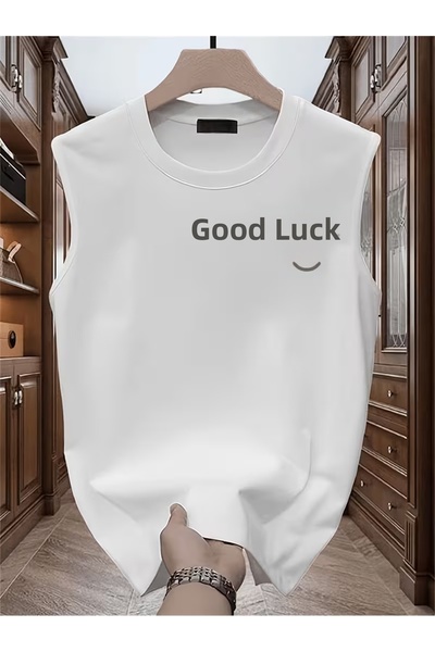 bellanova Men's White Original Printed Oversize Cut Cotton Crew Neck Undershirt