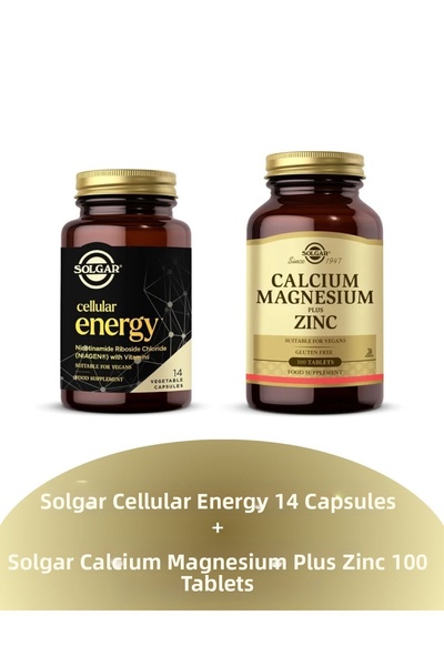 Solgar Cellular Energy 14 Capsules + Calcium Magnesium Plus Zinc 100 Tablets