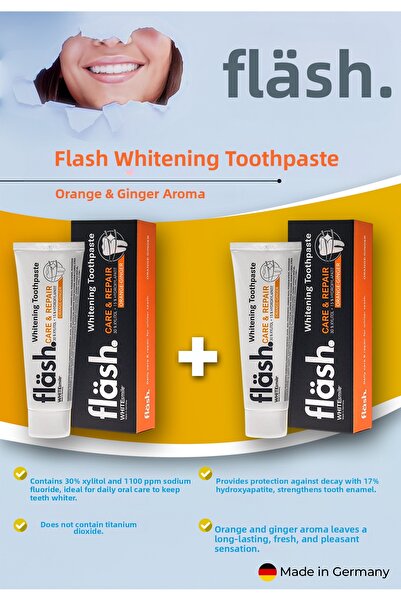 WHITEsmile معجون أسنان مبيض فلاش للعناية والإصلاح بنكهة البرتقال والزنجبيل 75...