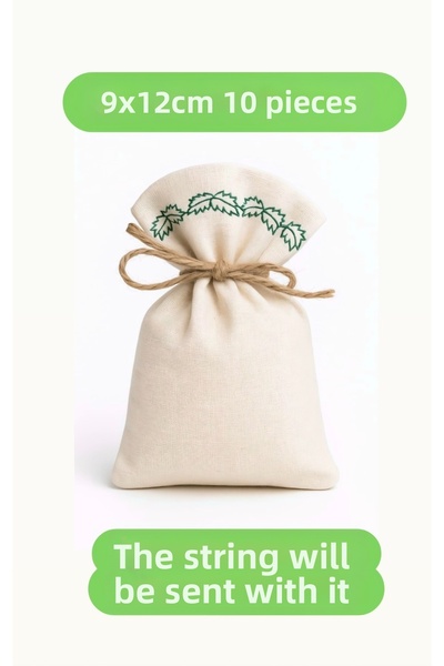 ALASEREN 10 Pieces 9×12 cm Green Embroidered Raw Cloth Bag Multipurpose Cloth...