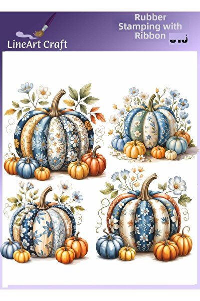 LİNEART Rt 315 Pumpkin Patterned Fabric Transfer, Wood Transfer, Rub on Trans...
