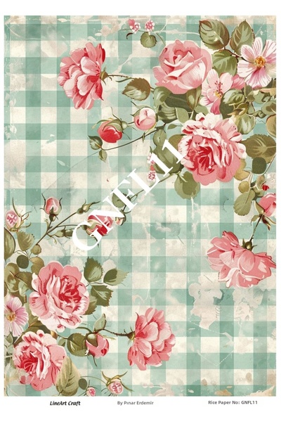 LİNEART زهرة خضراء GNFL11، نمط بوتيكار 29*42 سم، ديكوباج من النحاس