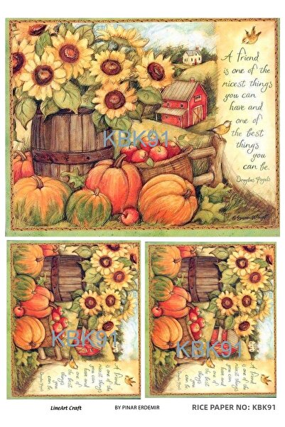 LİNEART زهرة KBK91، نمط اليقطين، 29*42 سم، ديكوباج نحاسي