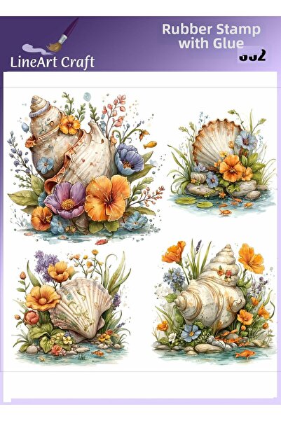 LİNEART Rt 352 Flower, Oyster Pattern Fabric Transfer, Wood Transfer, Rub on ...