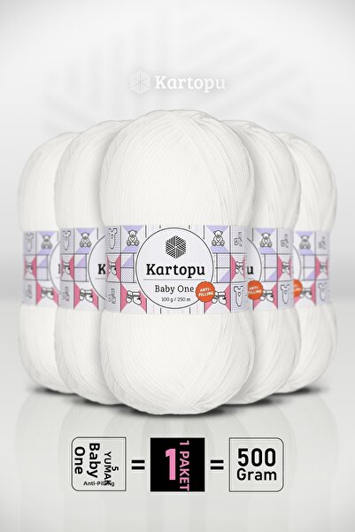 Kartopu Baby One - Alb K010 - Pachet de 5 - 100gr/250m - Fir pentru bebeluși ...