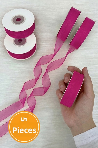 ZEYMERADE 5 Pieces of Organza Tulle Ribbon 2 cm 22 Meters, Bundle, Engagement...