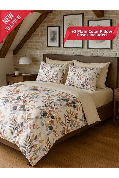 MYSTORY HOME COLLECTION Set cuvertură dublă pentru pilota cu 4 perne, Eucalip...