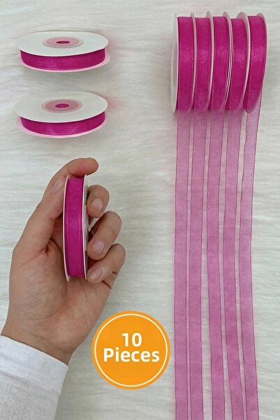 ZEYMERADE 10 Pieces of Organza Tulle Ribbon Plum 1cm 22Mt, Bundle, Engagement...