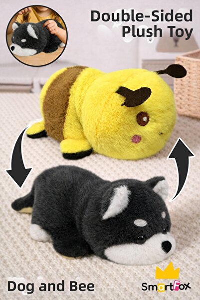 SmartFox لعبة قطيفة ذات وجهين، ناعمة الملمس، قابلة للتحويل، لطيفة ورائعة