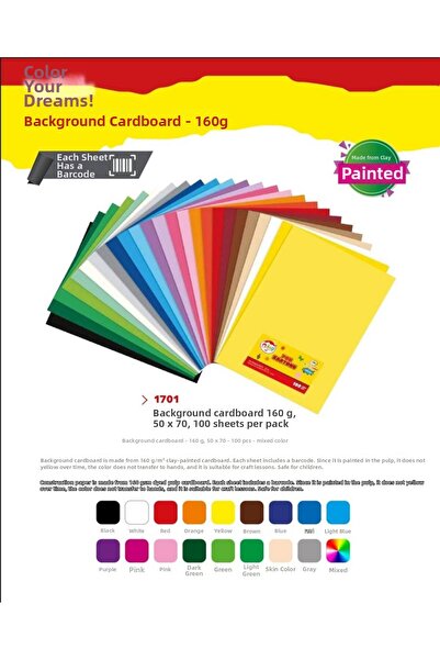 Mas Mileo Background Cardboard 160Gr 50X70 100 Pack Blue Painted from Dough 1701