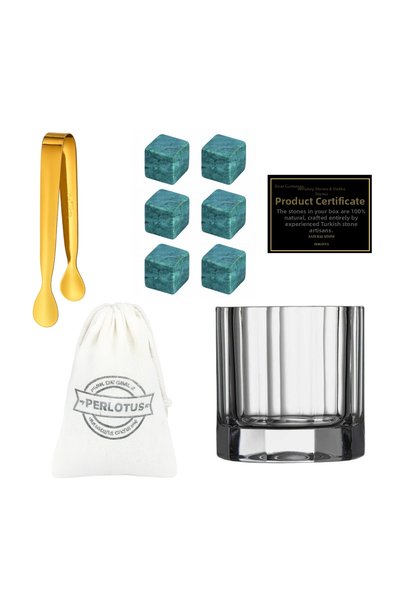 PERLOTUS 310 Cc Churchill Premium Crystal Glass and Granite Cooling Stone Set with Special Box