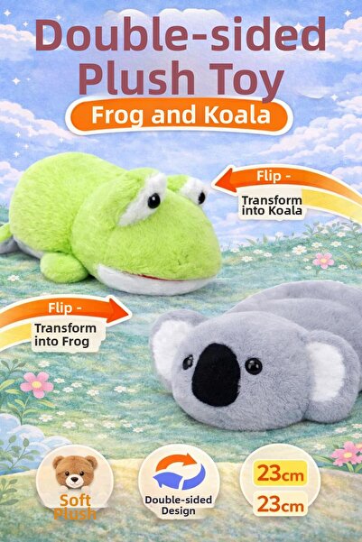 hak-iş oyuncak Transformable Double-Sided Plush Toy – Frog / Koala – 23 cm