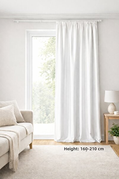 SHY TEKSTİL Satin Single Wing Flat Fit Curtain Custom Fit White Satin Sunshad...