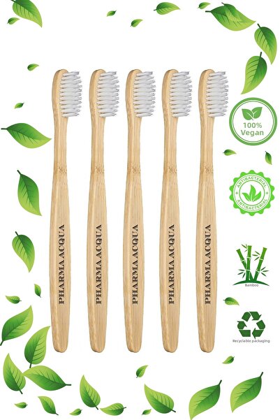 Pharma Acqua 5 فرشاة أسنان من الخيزران الأبيض