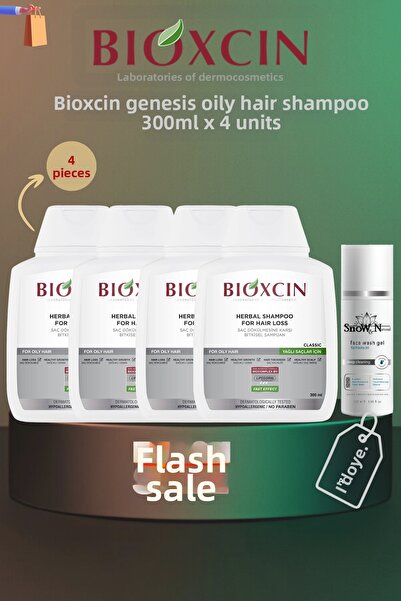 Bioxcin Genesis Anti-Shedding Herbal Shampoo for Oily Hair 300ml X 4 Pcs + 1 ...