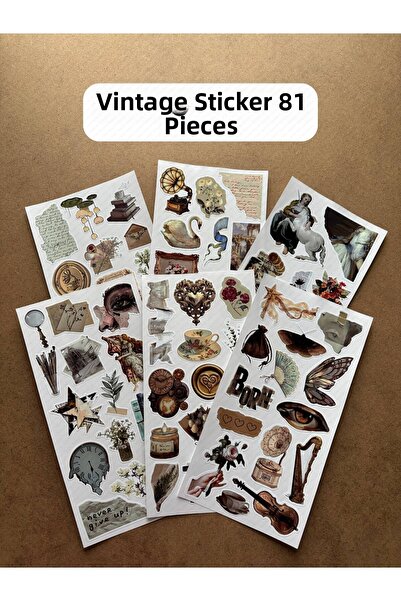 hdsticker Комплект от 6 стикера с винтидж тематика, 81 части, стикер за дневн...