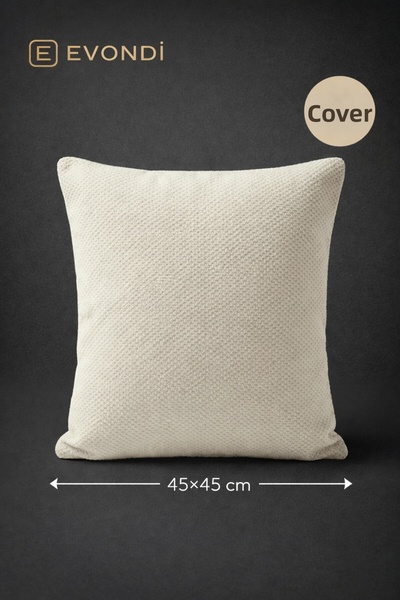 Evondi غطاء وسادة أبيض ناعم مقاس 45×45 - قماش قابل للمسح، سحاب خفي