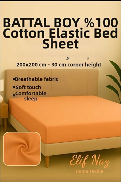 Elifnaz home tekstil Battal Boy 100% Cotton Fitted Bed Sheet