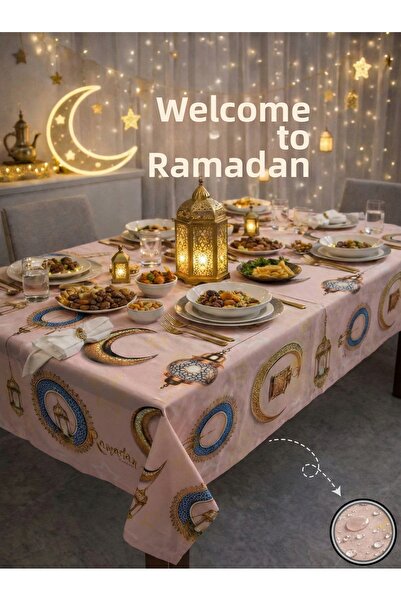 Soft Kare Liquid-Proof Ramadan Tablecloth – Stain-Resistant, Wipeable and Was...