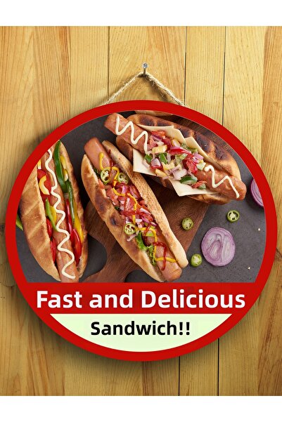 Mayeka Tablou de perete pentru hot dog-uri cu suport din lemn pentru cafenele...