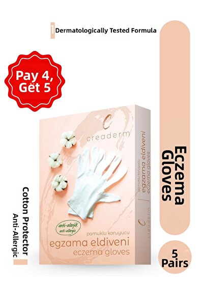CREADERM قفازات قطنية واقية للأكزيما - 100% قطن - قفازات إكزيما - 5 قطع