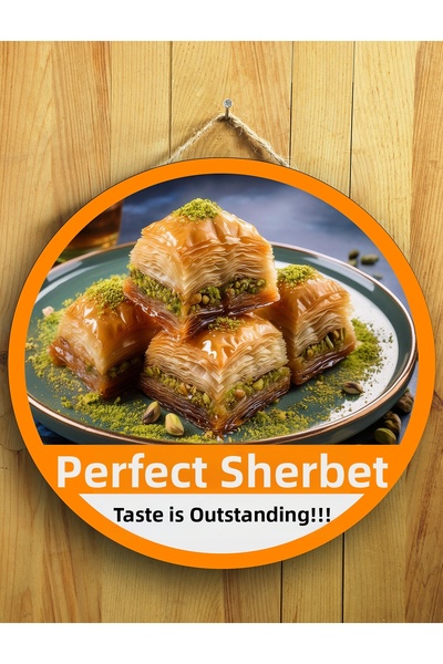 Mayeka Semn din lemn cu panou de perete Baklava pentru cafenele, restaurante,...