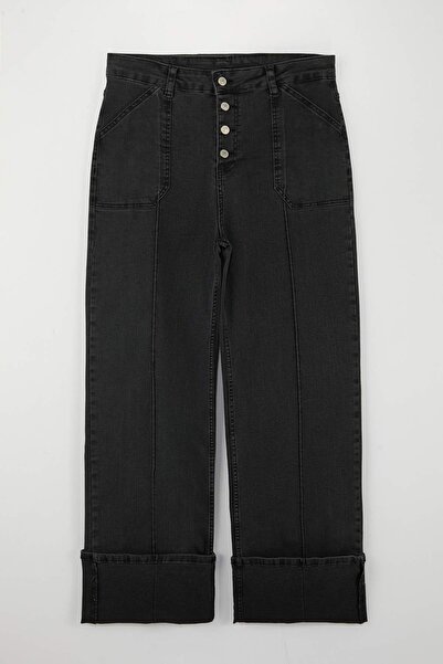 Trendyol Curve Антрацит Висока талія Подвійний крій Comfort/Еластичний Straig...