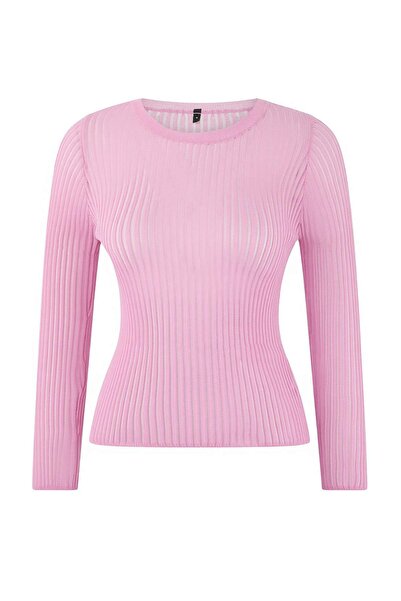 Trendyol Collection Light Pink Fitted/Bodycon Sheer Knitwear Sweater Twoss26K...