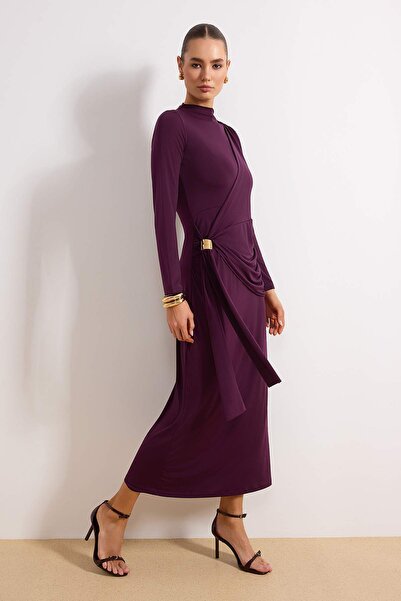 Trendyol Modest Pflaumenfarbenes, ungefüttertes, schlichtes, gestricktes, mit...