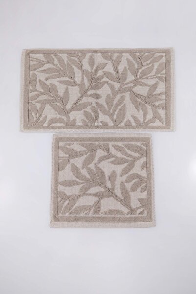 TRENDYOLMİLLA HOME 2-teilige Badematte mit Blattmuster, 50 x 60 cm und 60 x 1...