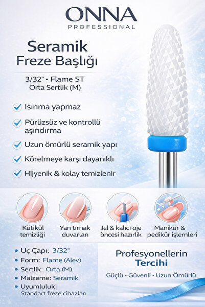 Sibelon Seramik Freze Başlığı 3/32” Flame ST Orta Sertlik (M) 1 Adet