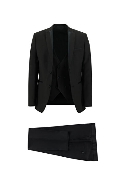 Kiğılı 7 Drop Slim Fit Dar Kesim Sivri Yaka Yelekli Smokin & Damatlık