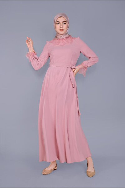 Alvina Lace Detailed and Bead Embroidered Dress 40691