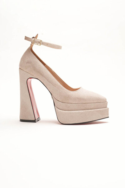 Ayakkabı Ateşi Γυναικεία Μπεζ Σουέντ Διπλή Πλατφόρμα Ειδικού Σχεδιασμού Γυναι...