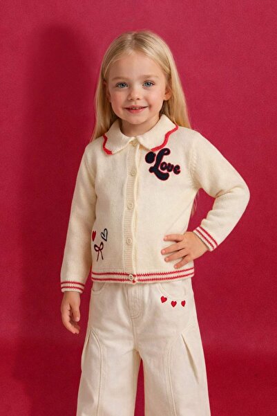 DeFacto Baby Girl Embroidered Large Collar Cardigan G7442A526Sp