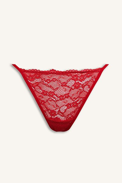 DeFacto Chiloți cu șnur din dantelă roșie Fall In Love B4834ax24wn