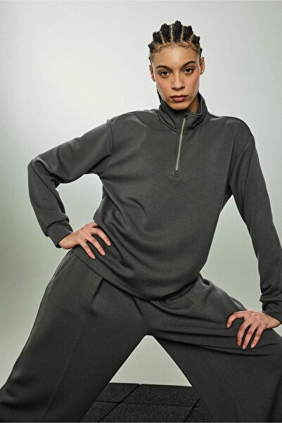 DeFacto Oversized Zippered Modal Sweatshirt D7126Ax26Sp