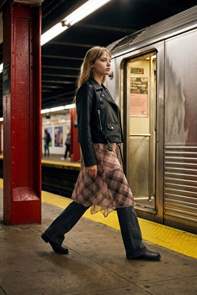 DeFacto Relax Fit Zippered Faux Leather Coat G0648Ax26Sp