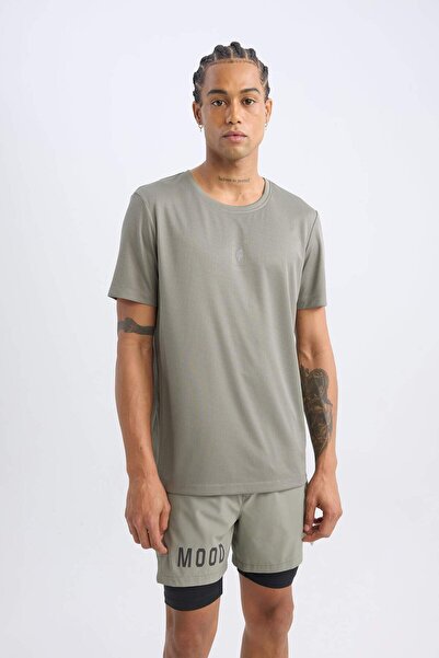 DeFacto DeFactoFit Slim Fit Slim Fit Crew Neck με εμπριμέ αθλητικό κοντομάνικ...