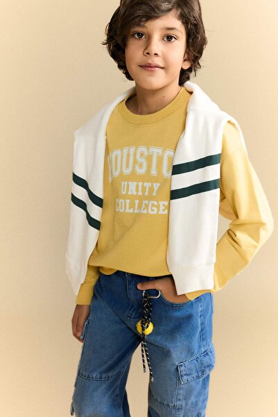 DeFacto Erkek Çocuk Oversize Geniş Kalıp Baskılı Sweatshirt Kumaşı Sweatshirt...